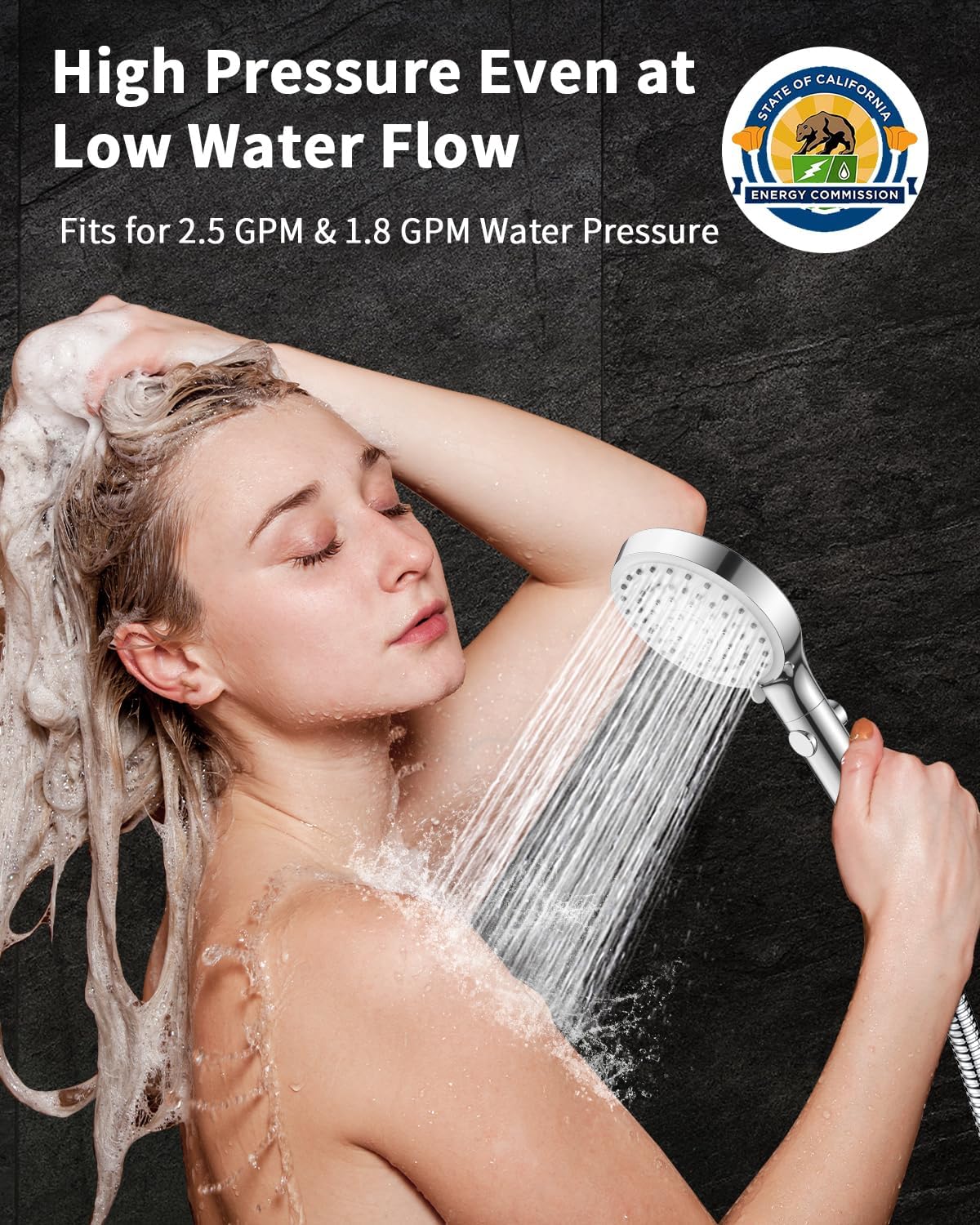 FASDUNT Shower Head with Handheld, High Pressure Handheld Shower Head with 80 Extra Long Stainless Steel Hose & Adjustable Bracket, Showerhead with ON/OFF Switch for Pets Bath